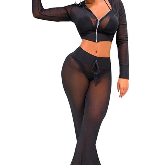 Pants - MESH COVER UP.SIZE MEDIUM.COLOR BLACK